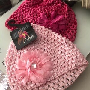 Baby Pink Crochet Beanie Set